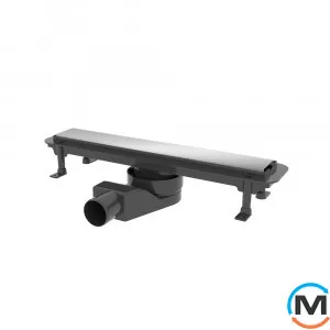 Душевой канал Waterway Stream 500 корпус черный 2-сторонняя решетка нержавейка/плитка, Цвет: Чёрный, Длина (мм): 495, Ширина (мм): 108, Материал: Металл, пластик, фото 