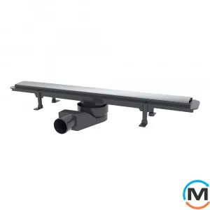 Душовий канал Waterway Stream 700 корпус чорний 2-стороння решітка нержавійка/плитка, Колір: Чорний, Довжина (мм): 695, Ширина (мм): 108, Матеріал: Метал, пластик, фото 