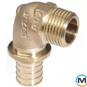 Уголок Rehau Rautitan RX с наружной резьбой 32-R 3/4, Вариант: Обычный, Тип резьбы: Наружная, Диаметр резьбы: 3/4", Диаметр (мм): 32, Рабочее давление (бар): 10, Материал: Латунь оцинкованная, фото 