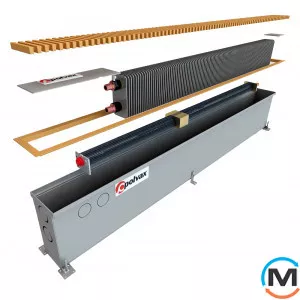 Внутрипольный конвектор Polvax KV.PREMIUM.135.1000.245, Тип конвектора: С вентилятором, Корпус конвектора: Нержавеющая сталь, Кол-во теплообменников: 1, Напряжение вентилятора: 24 V, Глубина (мм): 245, Ширина (мм): 135, Длина (мм): 1000, фото 