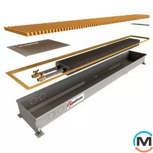 Внутрипольный конвектор Polvax KV.300.1000.120, Тип конвектора: С вентилятором, Корпус конвектора: Нержавеющая сталь, Кол-во теплообменников: 1, Напряжение вентилятора: 12 V, Глубина (мм): 120, Ширина (мм): 300, Длина (мм): 1000, фото 