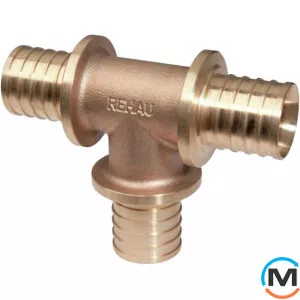 Тройник Rehau Rautitan RX 63-63-63, Модификация: 63-63-63, Диаметр (мм): 63, Рабочее давление (бар): 10, Материал: Латунь красная, фото 