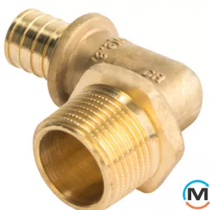 Куточок Rehau Rautitan RX із зовнішнім різьбленням 16-R 1/2, Варіант: Звичайний, Тип різьблення: Зовнішня, Діаметр різьблення: 1/2", Діаметр (мм): 16, Робочий тиск (бар): 10, Матеріал: Латунь червона, фото 