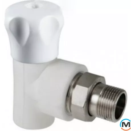 Полипропиленовый клапан Valtec PPR для подключения радиатора угловой 25х3/4", Тип резьбы: Наружная, Диаметр резьбы: 3/4", Диаметр (мм): 25, фото 