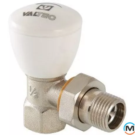 Клапан Valtec ручной угловой 3/4", Вариант: Обычный, Диаметр резьбы: 3/4", Исполнение: Угловой, Цвет: Никелированный, фото 