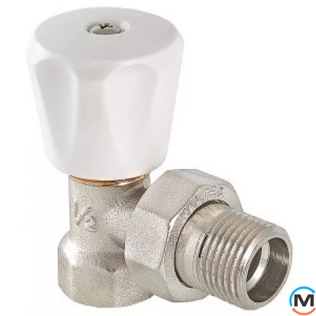 Клапан Valtec ручной угловой 1/2" (компактный), Вариант: Компактный, Диаметр резьбы: 1/2", Исполнение: Угловой, Цвет: Никелированный, фото 