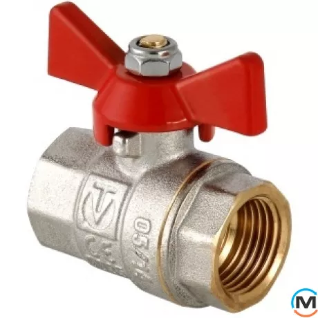 Кран шаровый Valtec бабочка вн.-вн. 3/4", Тип резьбы: Внутренняя/Внутренняя, Диаметр резьбы: 3/4", Исполнение: Прямой, Тип ручки: Бабочка, Рабочее давление (бар): 40, Материал: Латунь, фото 