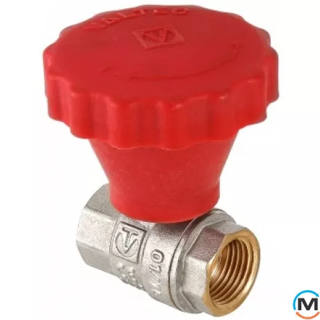 Кран кульовий Valtec з плавним відкриванням 1/2" вн.-вн., Тип різьблення: Внутрішня/Внутрішня, Діаметр різьблення: 1/2", Виконання: Прямий, Тип ручки: Штурвал, Робочий тиск (бар): 25, Матеріал: Латунь, фото 