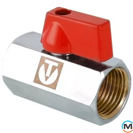 Кран кульовий Valtec "MINI" вн.-нар. 1/2", Тип різьблення: Внутрішня/Зовнішня, Діаметр різьблення: 1/2", Виконання: Прямий, Тип ручки: Прапорець, Робочий тиск (бар): 10, Матеріал: Латунь, фото 