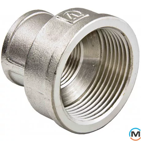 Муфта Valtec перехідна Нікель 1/2"х3/8", Тип різьблення: Внутрішня, Діаметр різьблення: 1/2", Модифікація: 1/2"х3/8", Виконання: Перехідна, Матеріал: Латунь нікельована, фото 
