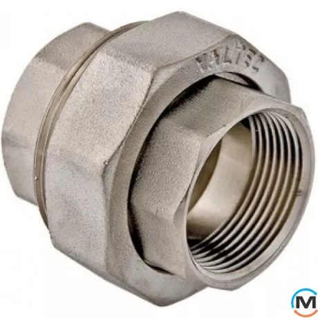 Муфта Valtec роз'ємна 1/2" вн.-вн., Тип різьблення: Внутрішня, Діаметр різьблення: 1/2", Виконання: Пряма, Матеріал: Латунь нікельована, фото 