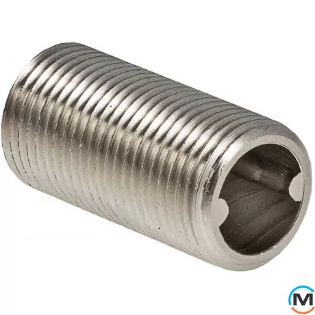 Ніпель Valtec під згін ключ 1/2", Тип різьблення: Зовнішня, Діаметр різьблення: 1/2", Матеріал: Латунь нікельована, фото 