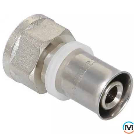 Прес з'єднання Valtec VTm.202 з внутрішнім різьбленням 20 х1/2", Тип різьблення: Внутрішня, Діаметр різьблення: 1/2", Діаметр (мм): 20, Робочий тиск (бар): 10, Матеріал: Сталь нержавіюча, фото 