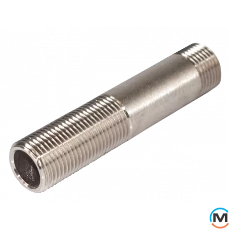 Зганяння Valtec 1/2"х100 Нікель, Варіант: 1/2"х100, Тип різьблення: Зовнішня, Діаметр різьблення: 1/2", Матеріал: Латунь нікельована, фото 