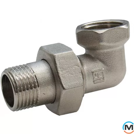 Сгон Valtec угловой Никель 1 1/4", Тип резьбы: Внутренняя/Наружная, Диаметр резьбы: 11/4", Исполнение: Угловая, Материал: Латунь никелированная, фото 