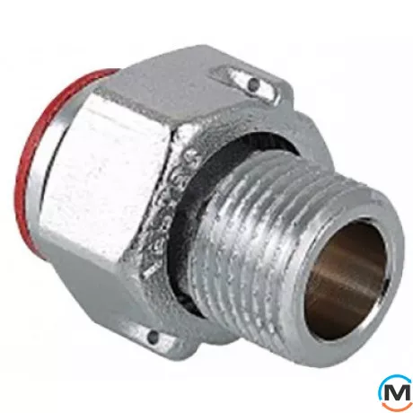 Штуцер Valtec с накидной гайкой для счетчика 1/2" Никель, Тип резьбы: Внутренняя, Диаметр резьбы: 1/2", Материал: Латунь никелированная, фото 