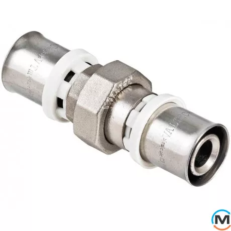 З'єднувач прес Valtec VTm.263.N роз'ємний прямий 26, Варіант: Рознімний, Діаметр (мм): 26, Робочий тиск (бар): 10, Матеріал: Сталь нержавіюча, фото 