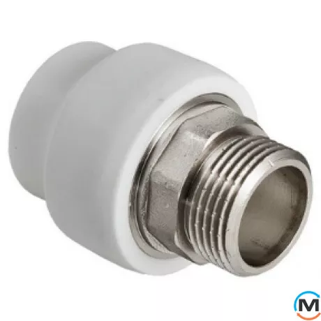 Поліпропіленовий з'єднувач Valtec PPR під ключ із переходом на нар. нар. 50х1 1/2", Тип різьблення: Зовнішня, Діаметр різьблення: 1 1/2", Діаметр (мм): 50, фото 