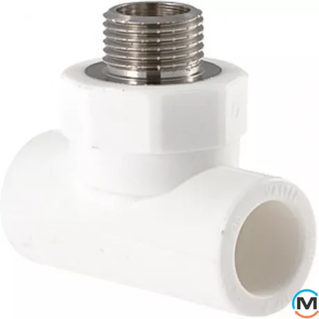 Поліпропіленовий трійник Valtec PPR з переходом на нар. нар. 25х1/2", Тип різьблення: Зовнішня, Діаметр різьблення: 1/2", Діаметр (мм): 25, фото 