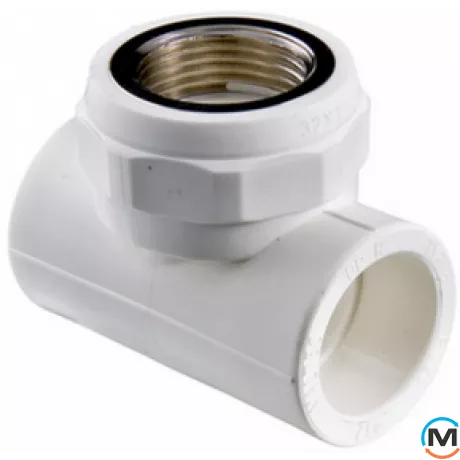 Поліпропіленовий трійник Valtec PPR з переходом на вн. нар. 25х1/2", Тип різьблення: Внутрішня, Діаметр різьблення: 1/2", Діаметр (мм): 25, фото 