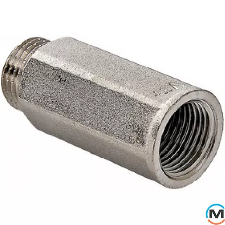 Удлинитель Valtec Никель 1/2х40 мм, Вариант: 40 мм, Тип резьбы: Внутренняя/Наружная, Диаметр резьбы: 1/2", Материал: Латунь никелированная, фото 