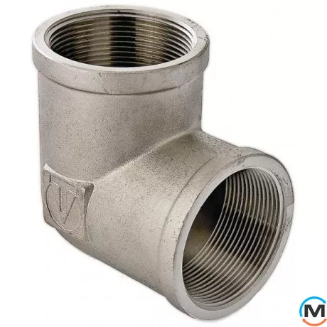 Кутник Valtec вн.-вн. Нікель 3/4", Тип різьблення: Внутрішня, Діаметр різьблення: 3/4", Матеріал: Латунь нікельована, фото 