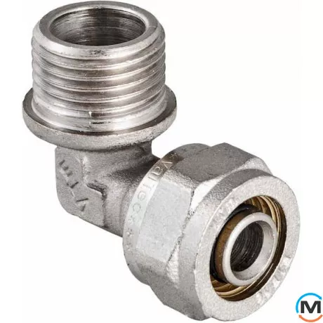 Valtec VTm.353 Кутник з нар.р. 16 х 3/4", Тип різьблення: Зовнішня, Діаметр різьблення: 3/4", Діаметр (мм): 16, Робочий тиск (бар): 10, Матеріал: Сталь нержавіюча, фото 