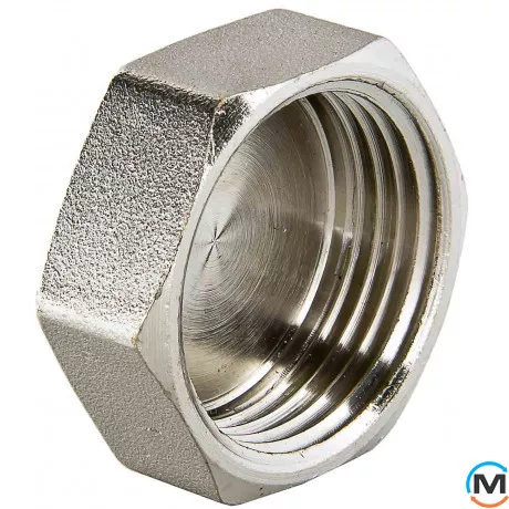 Заглушка Valtec 1 1/2" Нікель, Тип різьблення: Внутрішня, Діаметр різьблення: 1 1/2", Виконання: Звичайна, Матеріал: Латунь нікельована, фото 