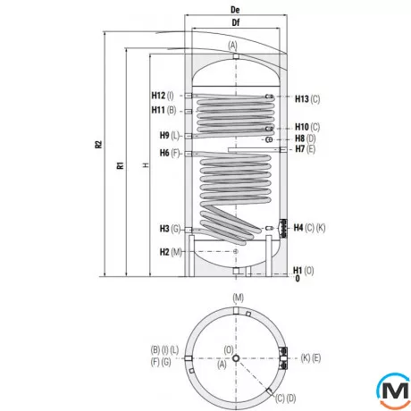 Бойлер Cordivari 500 л BOLLY® 2 ST (2 теплообмінники) WB (жорстка незнімна ізоляція) POLYWARM®, фото , зображення 2