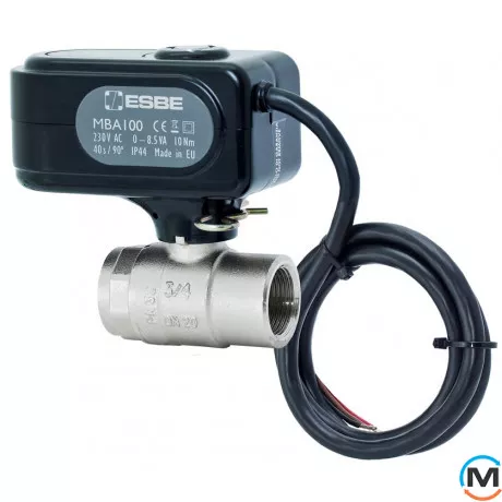 Двоходовий кульовий кран із приводом ESBE MBA121 ВВ 1" kvs 60, Діаметр різьблення: 1", фото 