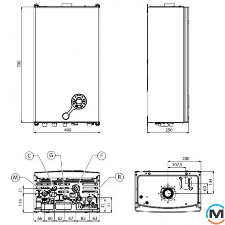 Газовий котел (турбо) 2-контурний (2 теплообмінники) FONDITAL CMKU22CA24 MINORCA CTFS 24, Тип котла: Газовий традиційний, Теплова потужність (кВт): 23.3, Тип камери згоряння: Закрытая, фото , зображення 4
