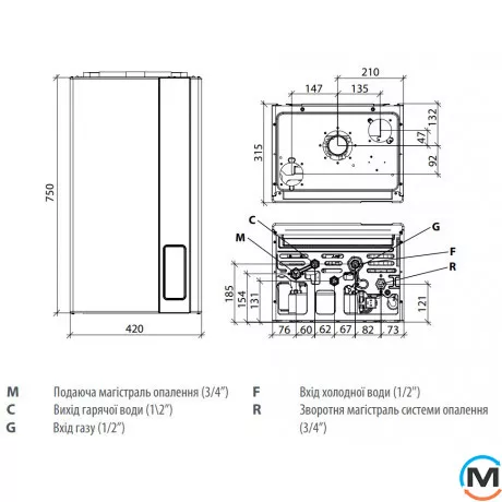 Газовый котел 2-контурный (турбо) FONDITAL CIBU22CA24 ITACA CTFS 24, Тип котла: Газовый традиционный, Тепловая мощность (кВт): 24, Встроенный бойлер: Нет, Количество контуров: 2, фото , изображение 4