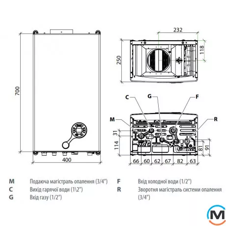 Газовый котел с частотным насосом (естественная тяга) 2-контурный FONDITAL KMEU22CH24 MINORCA CTN 24 CU, Тип котла: Газовый конденсационный, Тепловая мощность (кВт): 24.5, Тип камеры сгорания: Открытая, фото , изображение 4