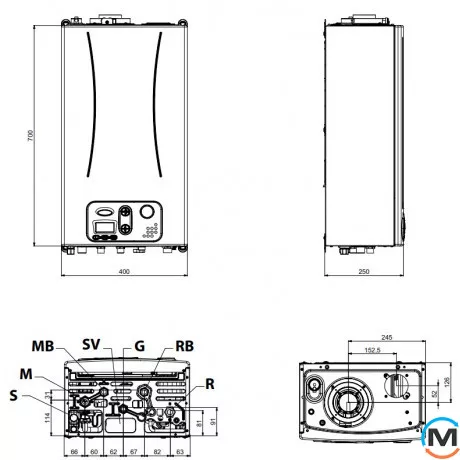 Газовий котел із частотним насосом та триходовим клапаном 1-контурний FONDITAL KAOU22KU28 ANTEA CONDENSING KRB 28, Теплова потужність (кВт): 28, Кількість контурів: 1, фото , зображення 4