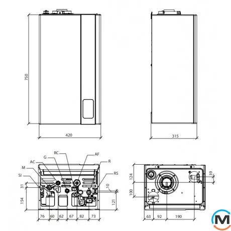 Конденсационный газовый котел 2-контурный FONDITAL KFOU22KC32 FORMENTERA NEW CONDENSING KC 32, Тип котла: Газовый конденсационный, Тепловая мощность (кВт): 30.4, фото , изображение 4