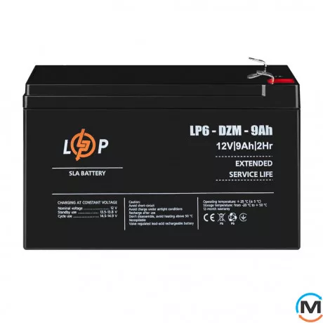 Тяговый свинцово-кислотный аккумулятор AGM LogicPower LP 6-DZM-9 Ah, фото , изображение 2
