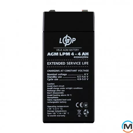 Аккумулятор LogicPower AGM LPM 4V - 4 Ah, фото 