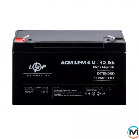 Аккумулятор LogicPower AGM LPM 6V - 12 Ah, фото , изображение 2
