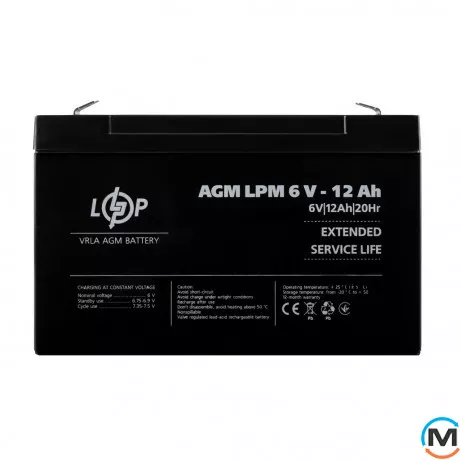 Аккумулятор LogicPower AGM LPM 6V - 12 Ah, фото 
