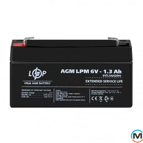 Аккумулятор LogicPower AGM LPM 6V – 1.3 Ah, фото , изображение 2