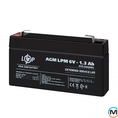 Аккумулятор LogicPower AGM LPM 6V – 1.3 Ah, фото , изображение 3