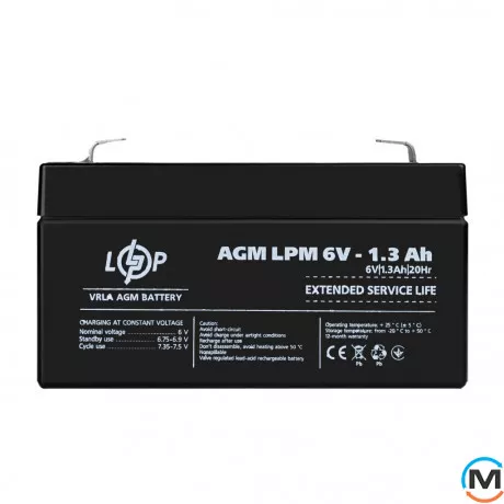 Аккумулятор LogicPower AGM LPM 6V – 1.3 Ah, фото 