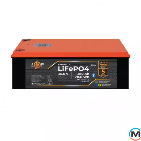 Аккумулятор LogicPower LP LiFePO4 25,6V - 280 Ah (7168Wh) (BMS 200A/200А) пластик Smart BT, фото , изображение 2