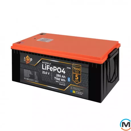 Аккумулятор LogicPower LP LiFePO4 25,6V - 280 Ah (7168Wh) (BMS 200A/200А) пластик Smart BT, фото , изображение 5