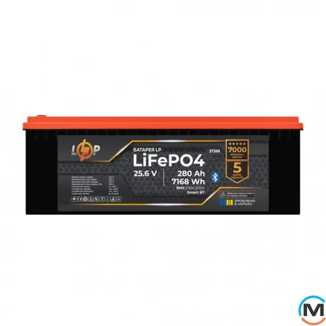 Аккумулятор LogicPower LP LiFePO4 25,6V - 280 Ah (7168Wh) (BMS 200A/200А) пластик Smart BT, фото 