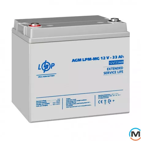 Аккумулятор мультигелевый LogicPower LPM-MG 12V - 33 Ah, фото , изображение 3