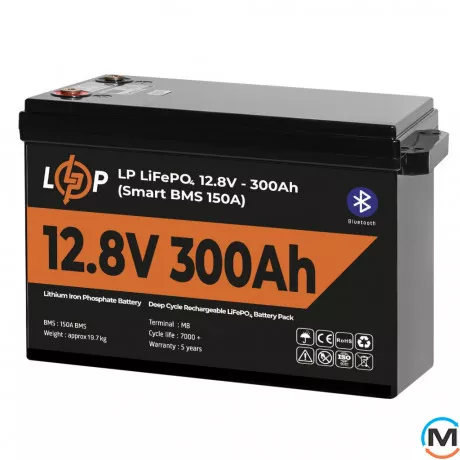 Аккумулятор LogicPower LP LiFePO4 12,8V - 300 Ah (3840Wh) (Smart BMS 200А) с BT пластик, фото , изображение 2