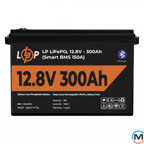Аккумулятор LogicPower LP LiFePO4 12,8V - 300 Ah (3840Wh) (Smart BMS 200А) с BT пластик, фото 