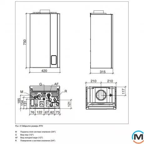 Газовий котел (природна тяга) 1-контурний NOVA FLORIDA CVNU32RC28 VIRGO RTN 28, Тип котла: Газовий традиційний, Теплова потужність (кВт): 28, Кількість контурів: 1, Спосіб відведення газів: Димар, фото , зображення 5