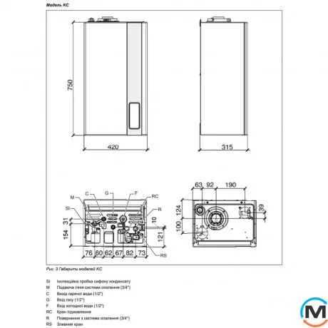 Конденсационный газовый котел с частотным насосом 2-контурный NOVA FLORIDA KOTU32KC28 ORION CONDENSING KC 28, Тип котла: Газовый конденсационный, Тепловая мощность (кВт): 28, Встроенный бойлер: Нет, Количество контуров: 2, фото , изображение 4